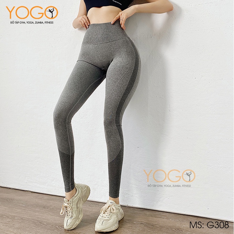 Quần legging tập gym quần thể thao nữ cạp cao nâng mông tôn dáng co giãn gen bụng định hình YOGO G308