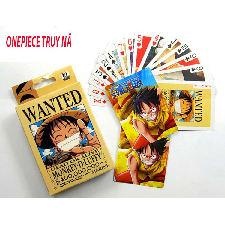 Bộ bài Tây anime onepiece Wanted Truy Nã,Rozo,luffy,chopper , bộ Tú 54 lá in hình anime manga dễ thương si