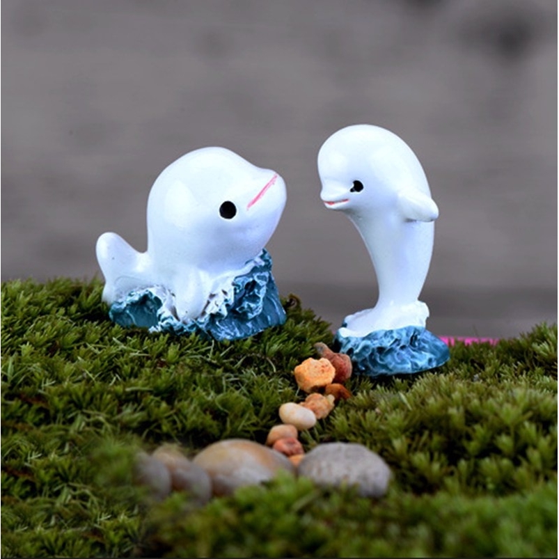 Set 2 Cá Heo Trắng Trang Trí Sân Vườn