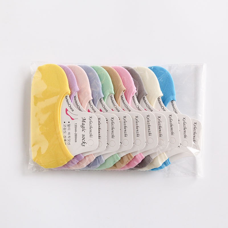 freeship Tất Vớ Hài Lười Pastel Mang Giày Búp Bê - Vớ Lười Nữ Cotton Trơn Có Đệm Silicon Chống Đau Gót Chân