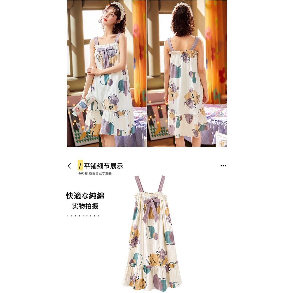 [Mã WASTUP giảm 10% tối đa 30K đơn 99K] Váy ngủ nữ,váy 2 dây nữ mùa hè chất cotton mềm mát | BigBuy360 - bigbuy360.vn