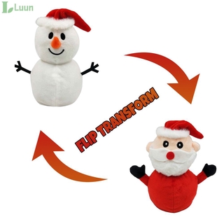 ⏩ Santa Claus Doll Double-sided Flip Father Christmas Snowman Plush Doll Xmas Christmas Decor Kid Toy Gift 【Luun】