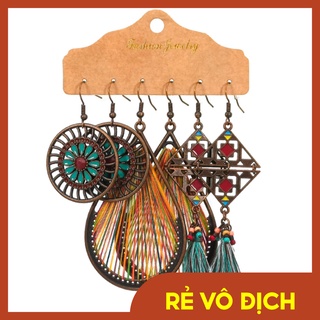 Combo 3 đôi bông tai boho đi biển sắc màu