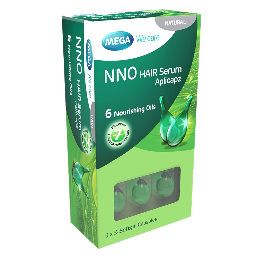 Serum dưỡng tóc cải thiện 7 dấu hiệu tóc hư tổn - NNO HAIR SERUM APLICAPZ Mega We Care (hộp 15 viên)