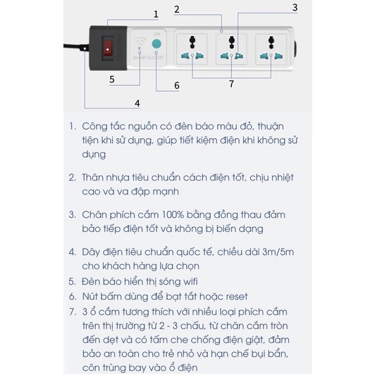 Ổ cắm điện thông minh wifi Rạng Đông2500w 3ổ cắm