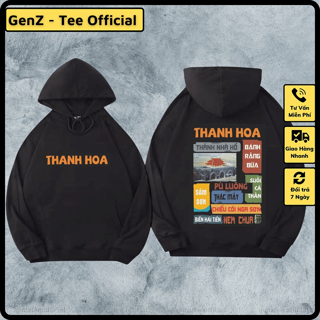 Áo Hoodie Nỉ Local Brand Tỉnh Thanh Hóa, Áo Hoodie 63 Tỉnh Thành Có Mũ Dày Dặn Nam Nữ Đủ Size