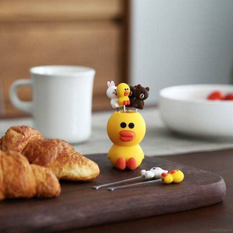 Bộ 6 dĩa ăn hình gấu thỏ vịt siêu xinh kèm ống đựng đáng yêu cho bé