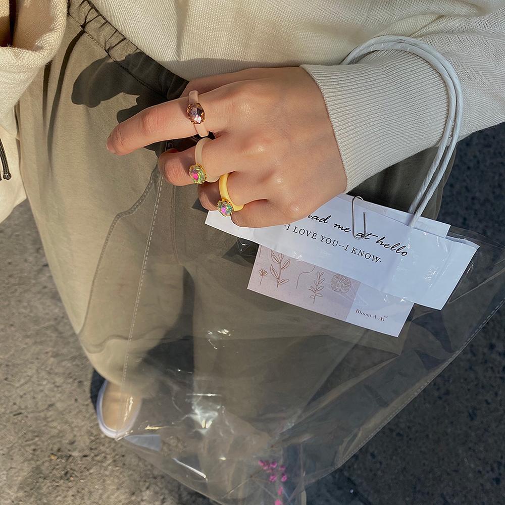 Nhẫn Resin Hình Elip Đơn Giản Màu Sắc Kẹo Ngọt Phong Cách Hàn Quốc Cho Nữ