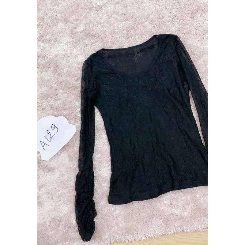 Áo ren lưới đen tay dài. A129