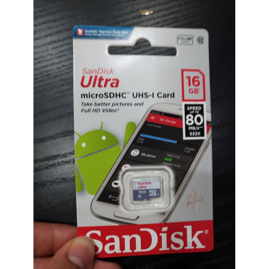 Thẻ Nhớ Sandisk Ultra 16gb Class 10 Tốc Độ 80mb / S Micro Sd - 16gb Hp