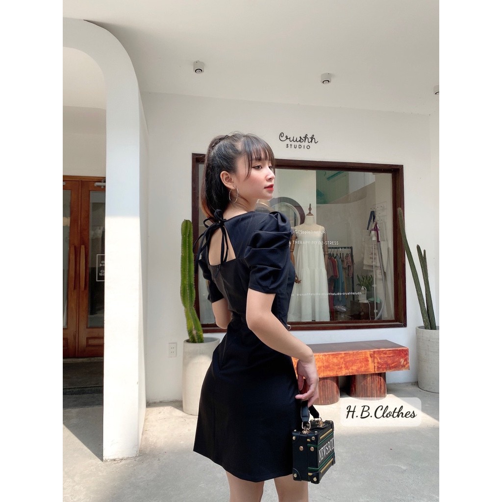 Đầm nữ dáng chữ A tay bồng lưng cột nơ, đi tiệc cưới,dạo phố sang trọng XUONGMAYHB | BigBuy360 - bigbuy360.vn