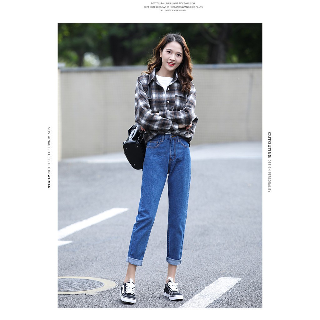 Quần jean baggy bigsize lưng cao màu xám size 30-32 - quần bò baggy size đại màu xám lưng cao