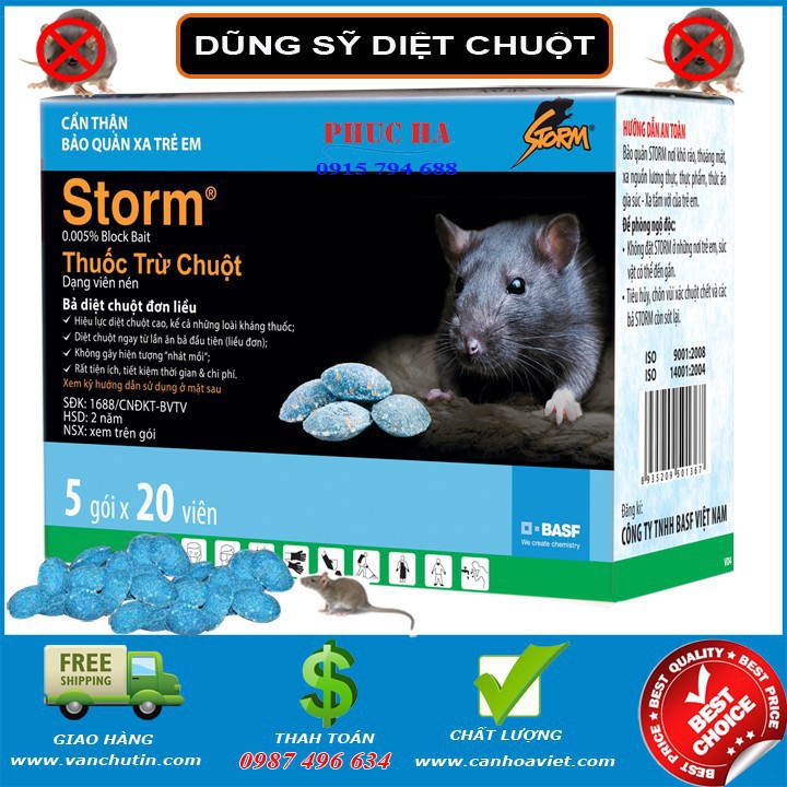 Thuốc trừ Chuột Storm - cách trừ chuột hiệu quả 02 gói