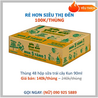 THÙNG 48 CHAI SỮA TRÁI CÂY KUN 90ML