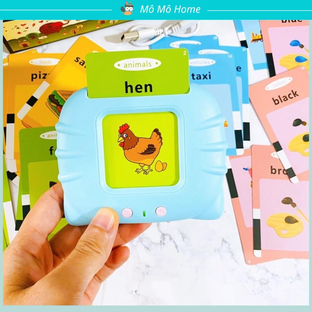 Máy đọc thẻ tiếng anh Flashcard  224 từ vựng cho bé, hàng chính hãng loại 1, không sóng điện tử - Mô Mô Home