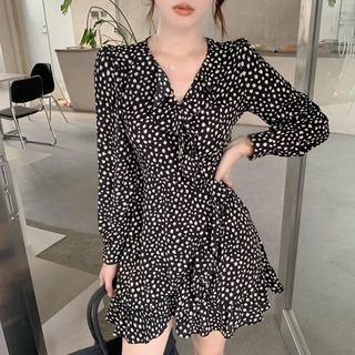 Đầm chiffon hoa tay dài thoải mái thời trang cho nữ