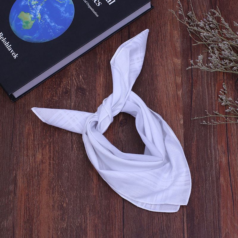 Khăn Tay Cotton Trắng Họa Tiết Sọc Cổ Điển 40x40cm