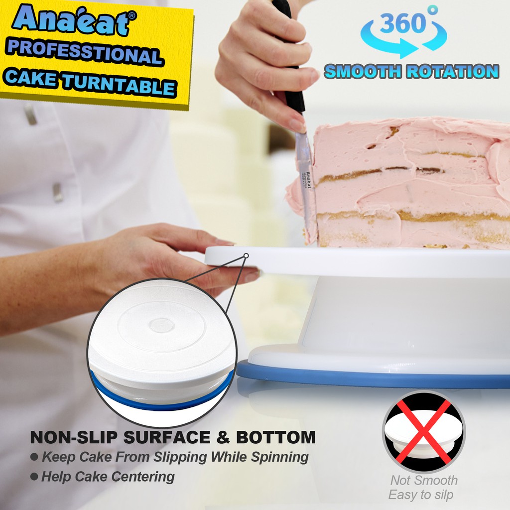 Bàn Nhựa Xoay ANAEAT Chống Trượt Dùng Trang Trí Bánh Kem Tròn DIY