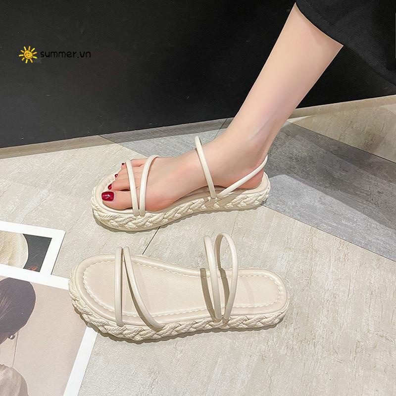 Dép Sandal Mùa Hè Hai Quai Đế Phẳng Phong Cách Thời Trang Mới Cho Nữ Dễ Phối Đồ