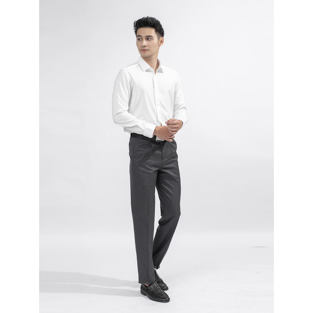 Áo Sơ Mi Nam Dài Tay ARISTINO ALS07709 Somi Công Sở Cao Cấp Màu Trắng Sọc Hạt Nổi Vải Nano Dáng Ôm Không Túi | BigBuy360 - bigbuy360.vn