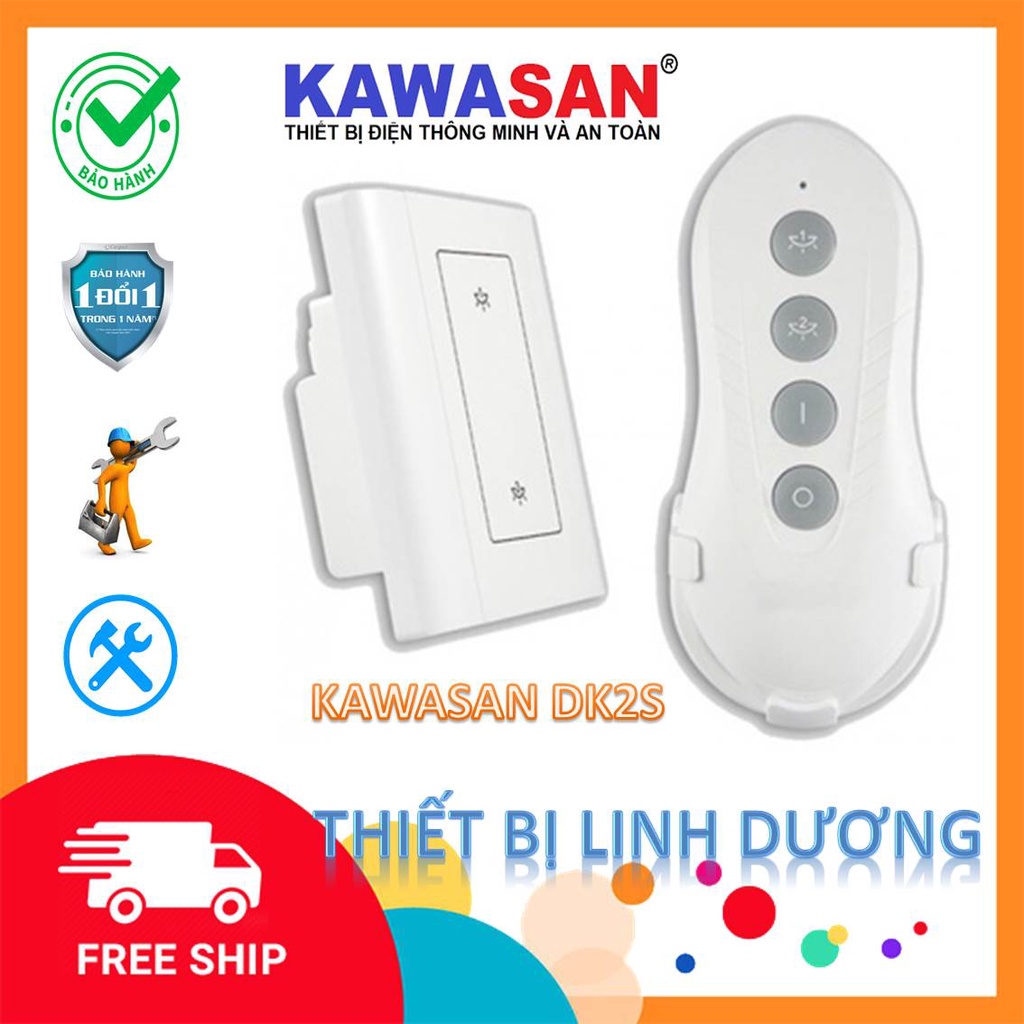 Công Tắc Cảm Ứng Chạm Điều Khiển Từ Xa 2 Kênh Bằng REMOTE Kawasan DK2S - Hàng Chính Hãng
