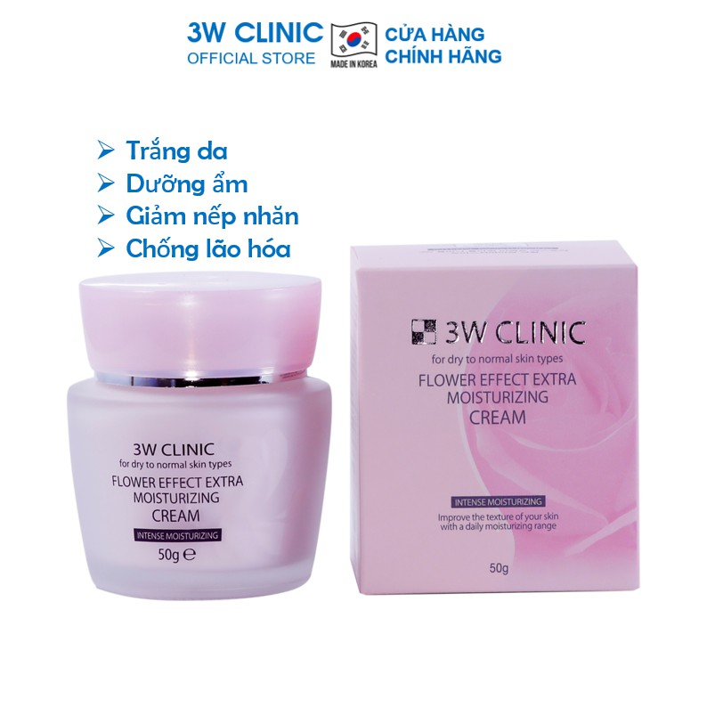 Kem dưỡng ẩm dưỡng trắng da chiết xuất từ Hoa Hồng 3W Clinic Hàn Quốc 50ml