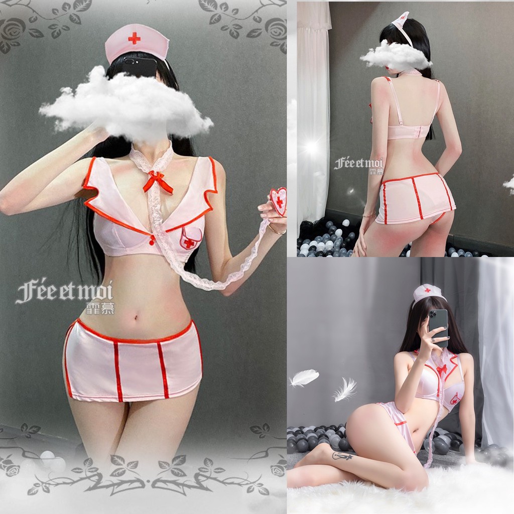 Đồ ngủ Cosplay nữ y tá có cúp ngực