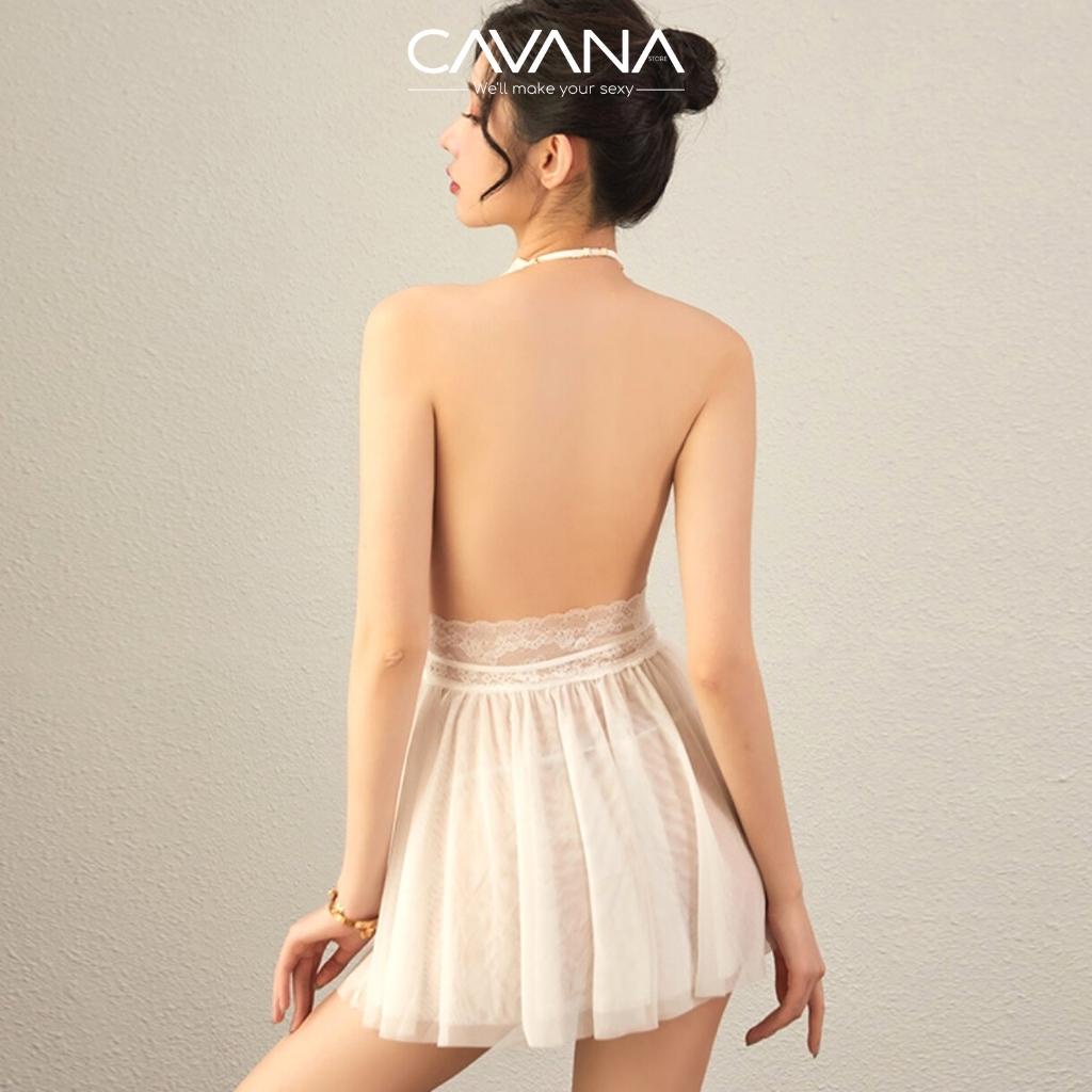 Đầm ngủ dễ thương, váy ngủ 2 dây gợi cảm cao cấp sang trọng phối ren N13 - CAVANA STORE