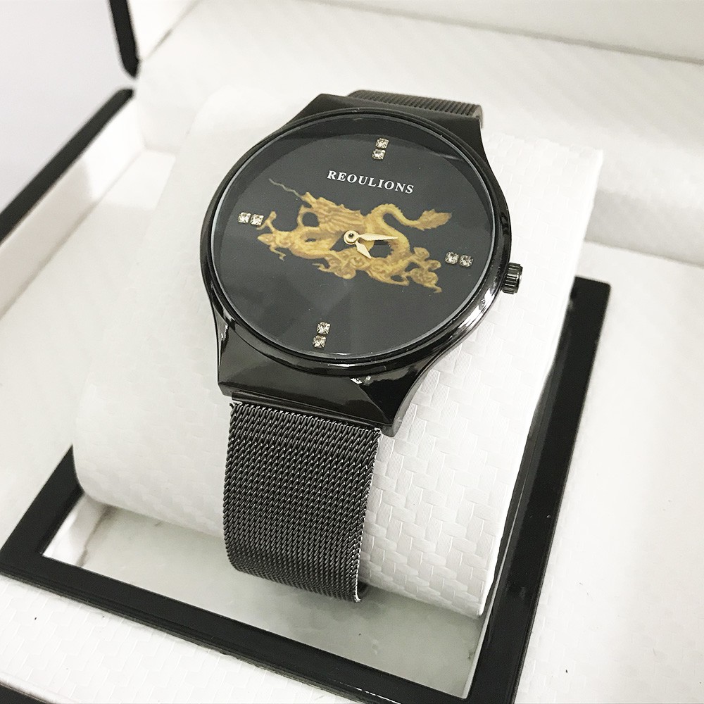 (FULL BOX) Đồng Hồ Nam Mặt Rồng REOULIONS Dây Thép mành Phiên Bản Doanh Nhân + Hộp và pin cao cấp | BigBuy360 - bigbuy360.vn