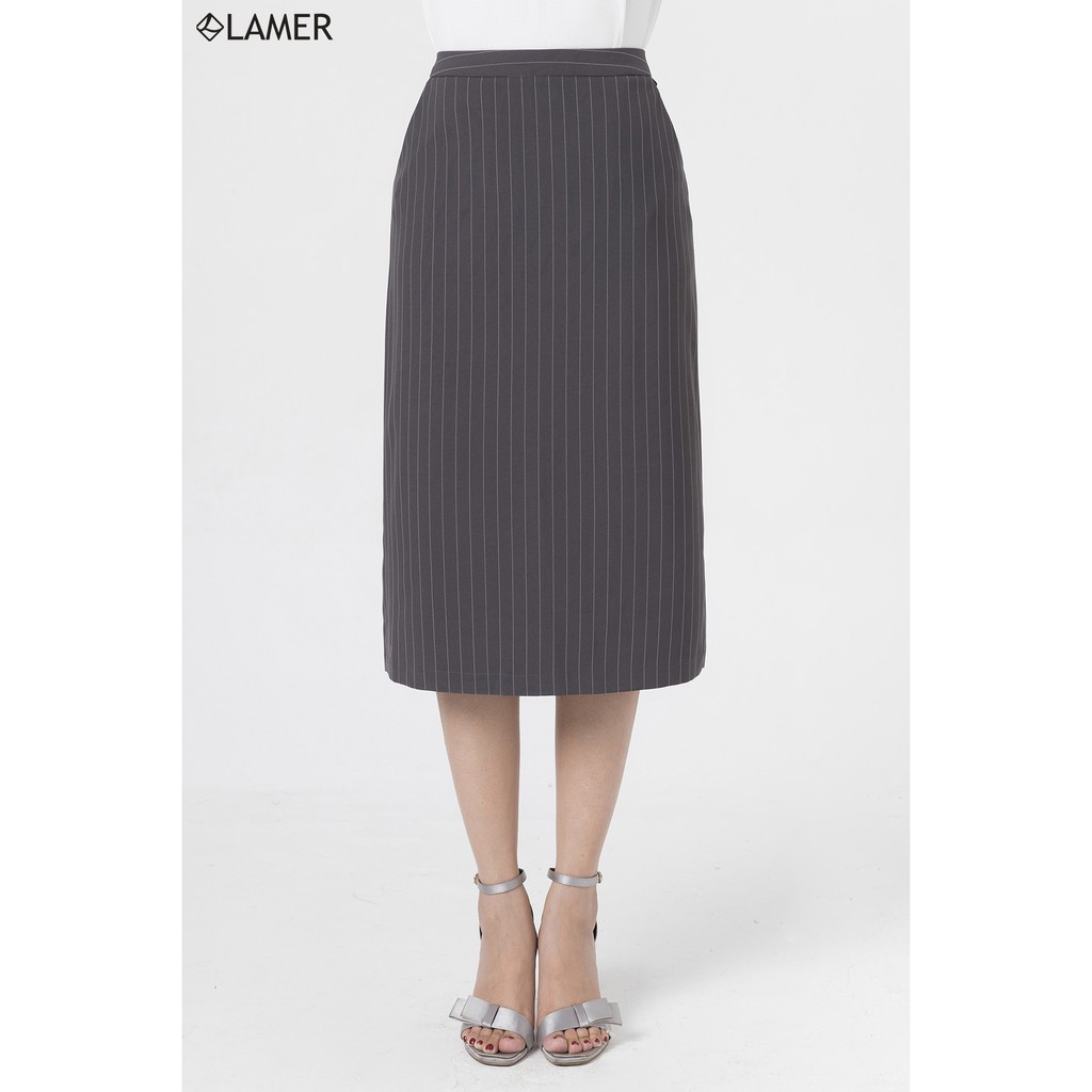 Chân váy bút chì LAMER L62F19Q001 (Kẻ ghi/Ghi Trơn)