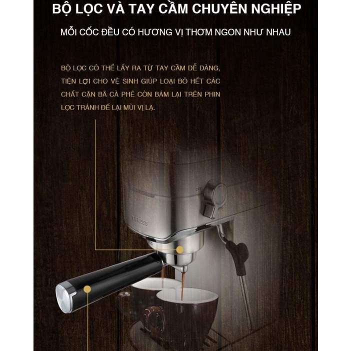 Máy pha cà phê Tiross TS6212, áp lực 15bar, công suất 1450w, bảo hành 12 tháng