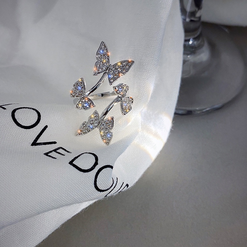 Bộ Nhẫn Mở Thiết Kế Hình Bướm Ngọt Ngào Cá Tính Thời Trang Cho Nữ