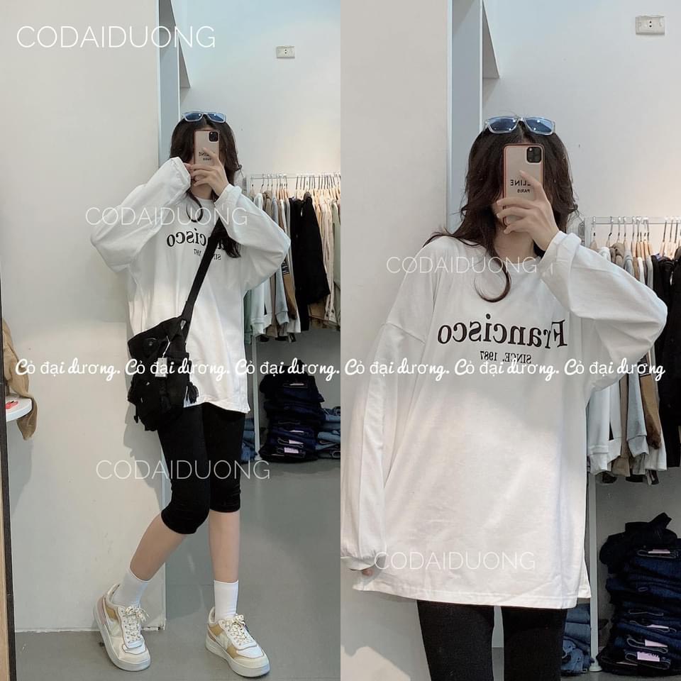 Áo thun dài tay họa tiết FRANCISCO dáng thụng thời trang Hàn Quốc/Áo thun nam nữ unisex thu đông 2 màu_Veestore🌸