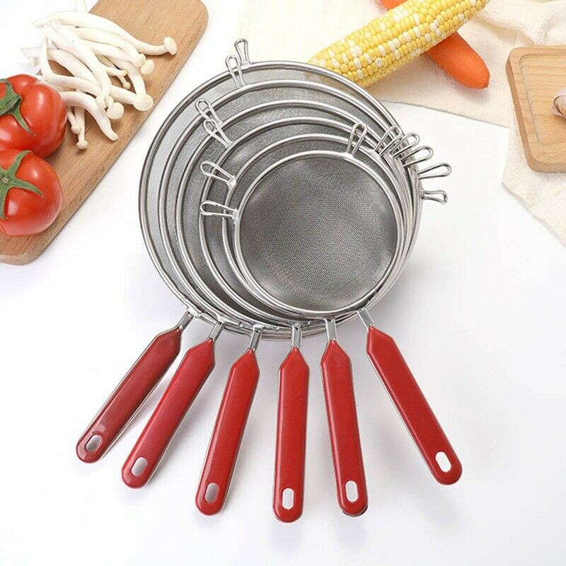 Vợt Lưới Vớt Đồ Chiên Bằng Thép Không Gỉ Tay Cầm Nhựa 5 Kích Cỡ Tiện Dụng