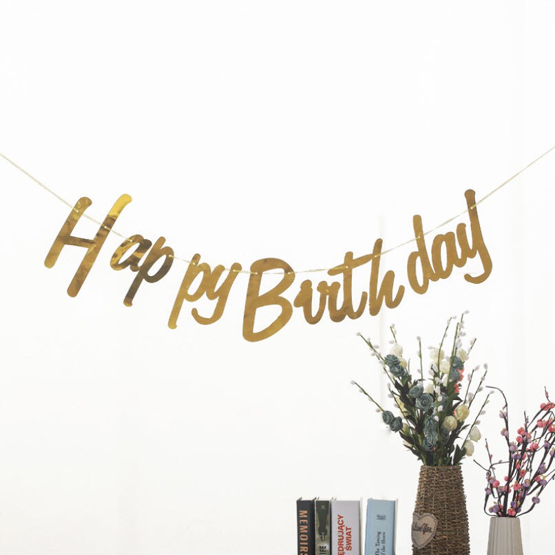 Dây chữ HPBD, Chữ giấy sinh nhật ép kim phản quang mừng sinh nhật