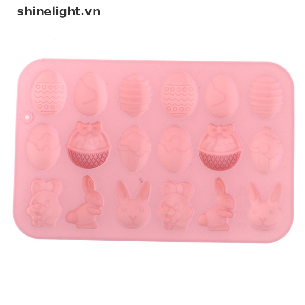 [shinelight] Khuôn Silicon Làm Bánh Kẹo Sô Cô La Hình Thỏ Phục Sinh Nhiều Màu [VN]