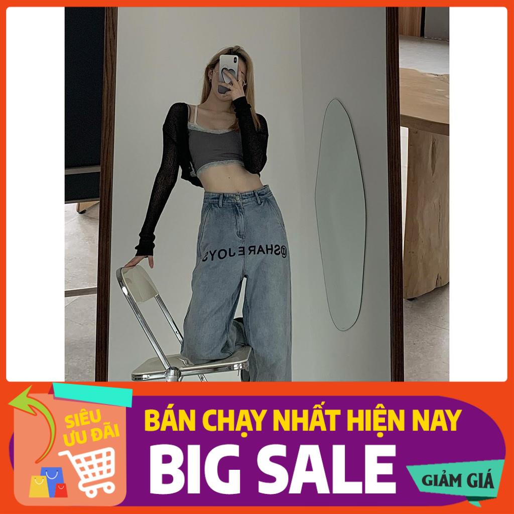 TẾT Quần jean ống rộng dáng thẳng lưng cao size lớn thích hợp cho cả bạn nữ 100kg