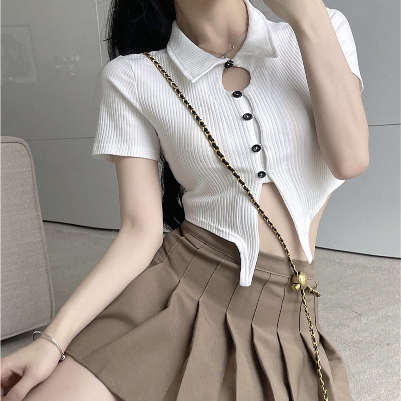 Áo Thun polo Tay Ngắn Thiết Kế Độc Đáo Thời Trang Quyến Rũ