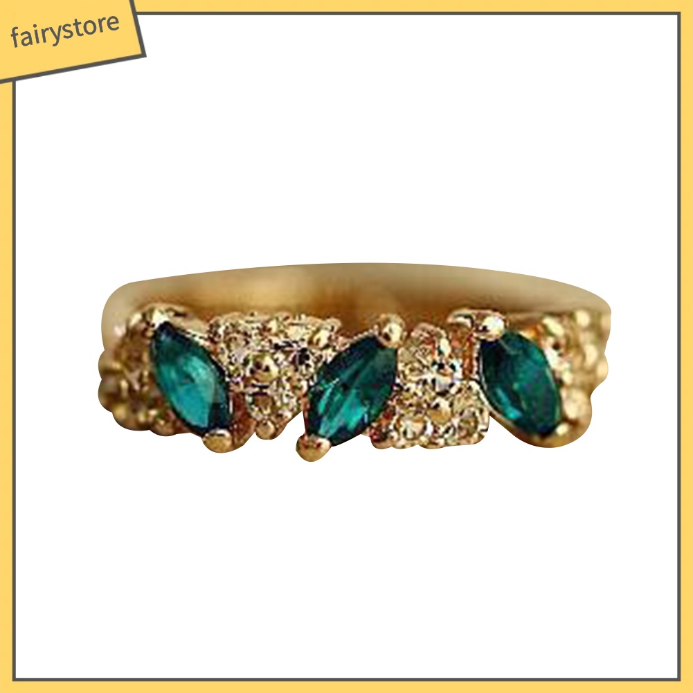 Nhẫn hợp kim đính đá ngọc lục bảo phong cách cổ điển cho nữ