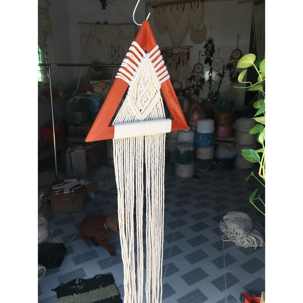 Tranh gỗ macrame decor 30cmx30cm chụp ảnh, đạo cụ trang trí nhà cửa, cửa hàng, shop, coffee | Macrame wall hanging