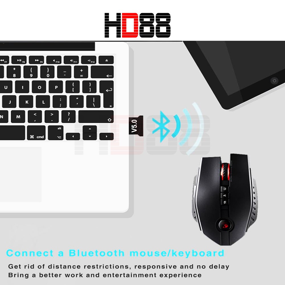 USB Bluetooth Dongle 5.0 giúp Laptop PC thu phát sóng bluetooth - HD88