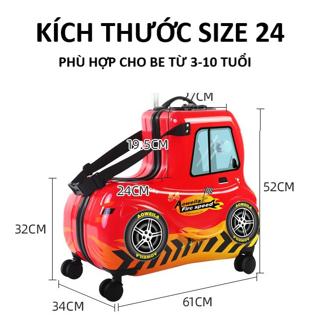 Vali cho bé B.Duck nhập khẩu chính hãng Ô TÔ ĐỎ
