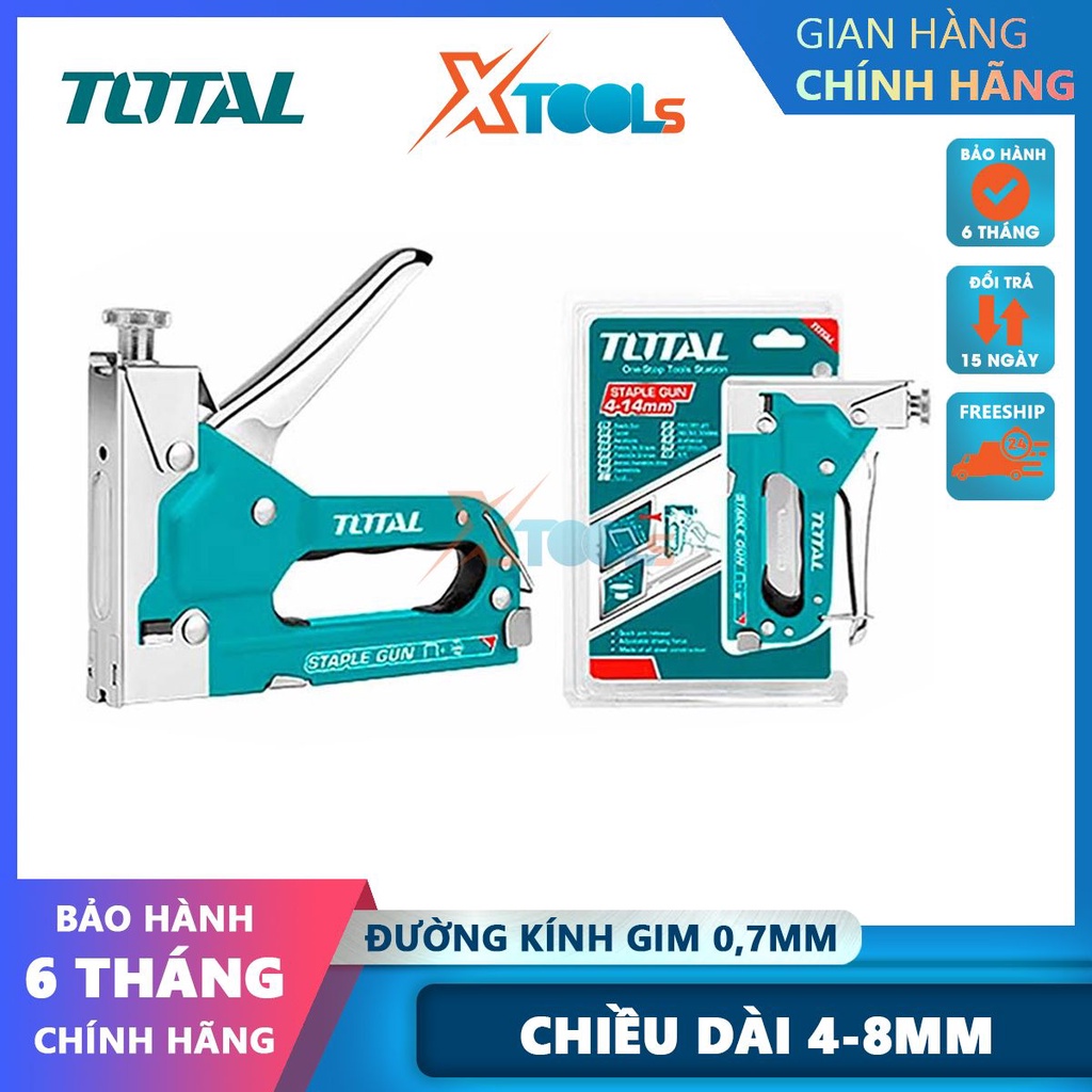 Dụng cụ bấm ghim TOTAL THT31140, kềm bấm ghim đường kính ghim 0,7mm, đầu ghim:11,3mm, chiều dài 4-8mm- CHÍNH HÃNG-XTOOLS