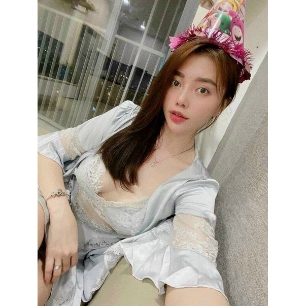 Sét Choàng Ngủ Cao Cấp, Váy Ngủ Lụa Nữ Kèm Choàng Phối Voan Tầng Siêu Xinh | BigBuy360 - bigbuy360.vn