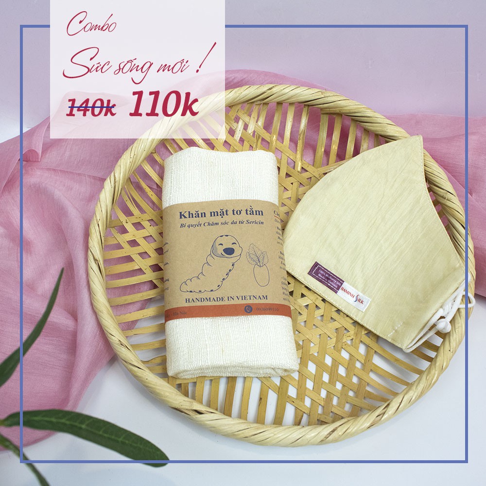 Combo khẩu trang và khăn mặt tơ tằm ưu đãi từ 140k còn 110k