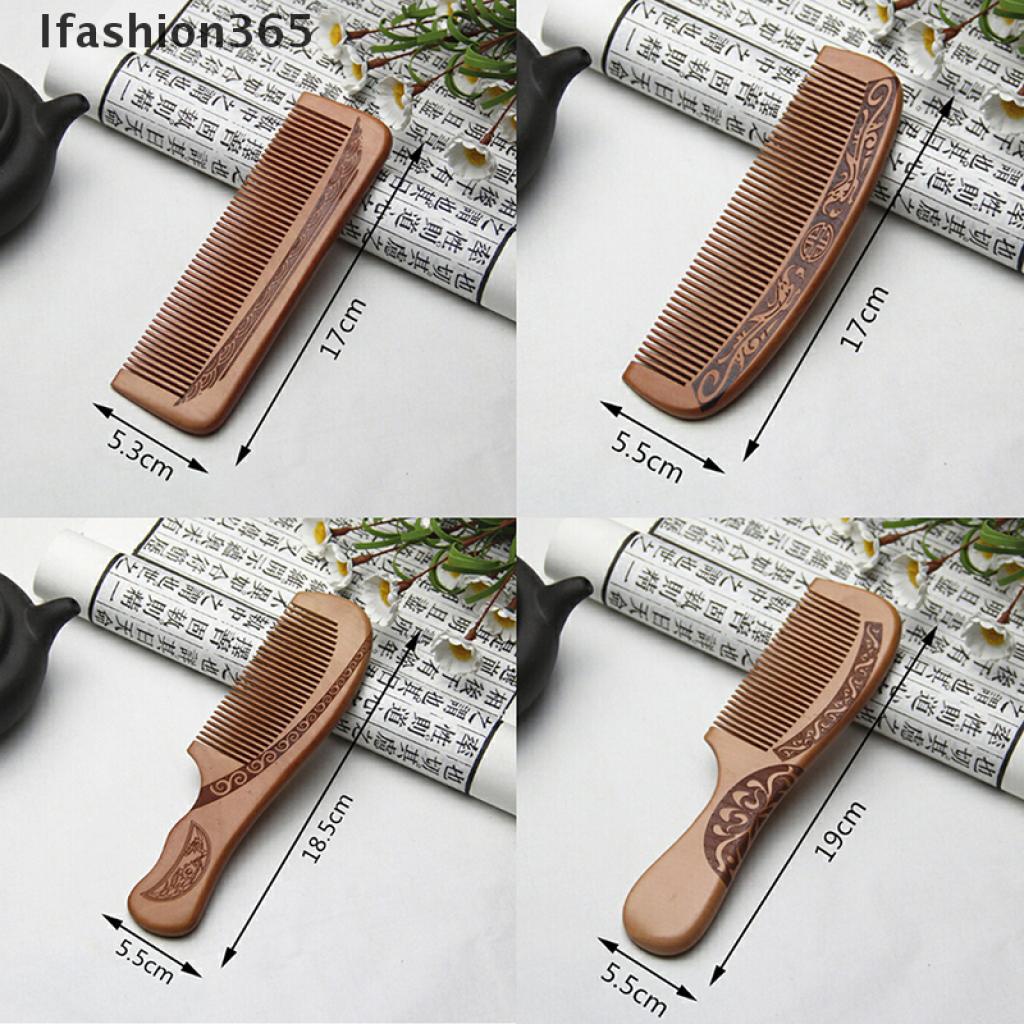 [Hàng mới về] Lược chải tóc gỗ đào tự nhiên răng thưa chống tĩnh điện mát xa da đầu