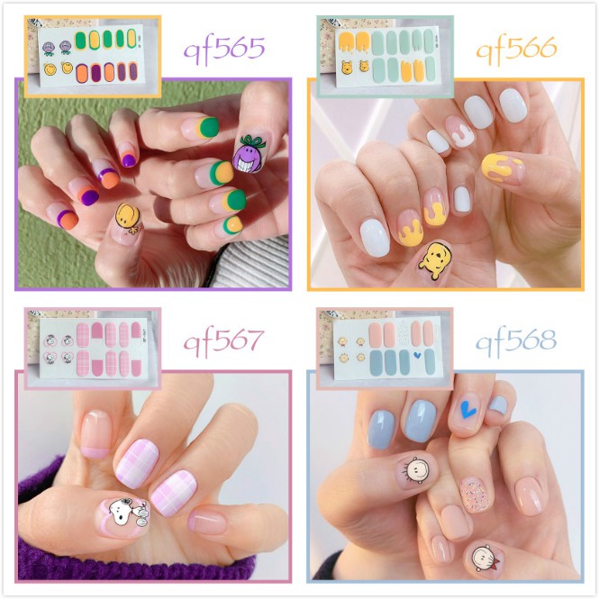 Set 14 sticker dán móng tay 3D không thấm nước thời trang