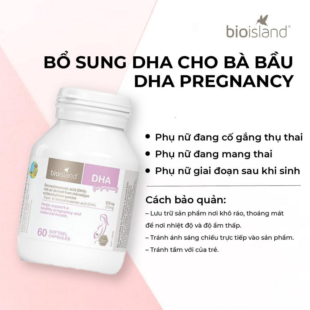 Viên uống DHA bầu Bioisland For Pregnancy 60v giúp phát triển trí não của thai nhai, bé thông minh, khỏe mạnh