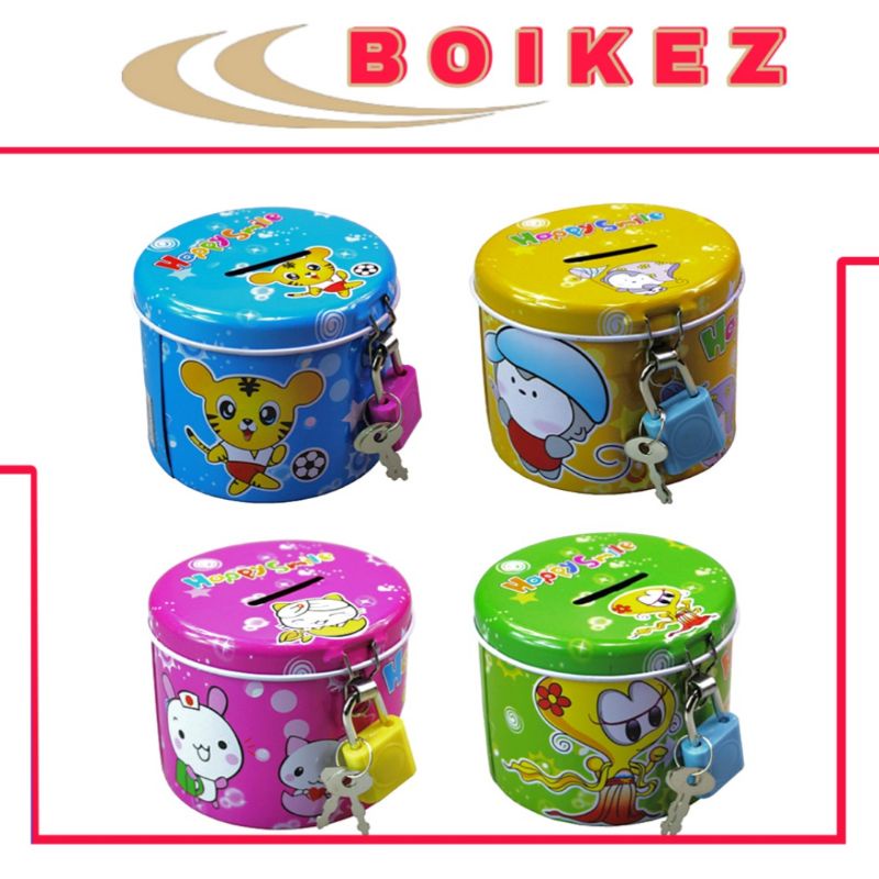 Hộp Tiết Kiệm Cho bé hoạt hình cute, két sắt hộp thép có khóa 9T49