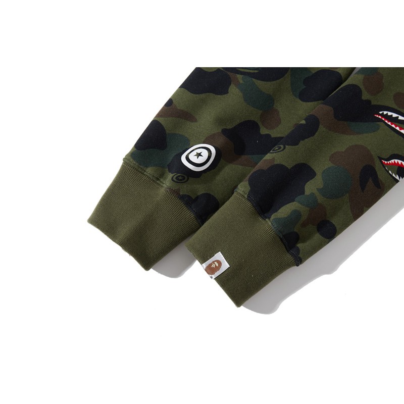 BAPE Áo Hoodies Có Nón Dài Tay Họa Tiết Rằn Ri Thời Trang